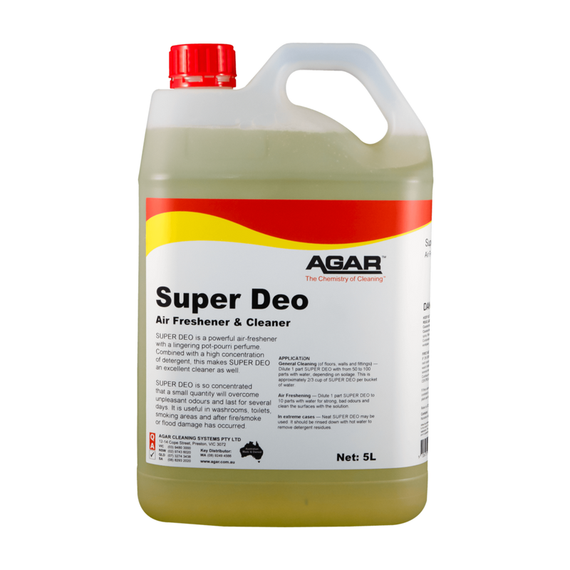 5-liter bottle of AGAB Super Deo air freshener and cleaner on a white background