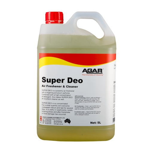 5-liter bottle of AGAB Super Deo air freshener and cleaner on a white background