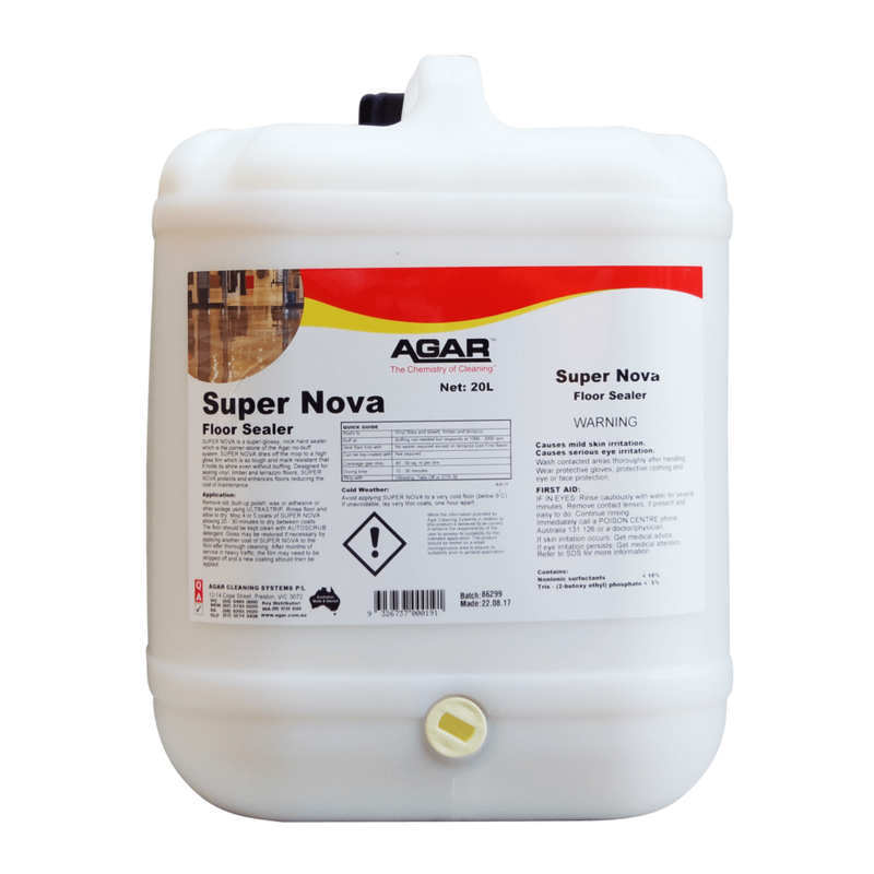 White container of Agar Super Nova Floor Sealer on a white background