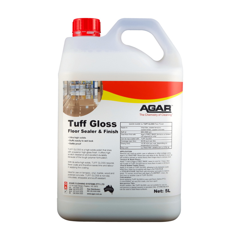 Agar Tuff Gloss floor sealer and finish container on a white background