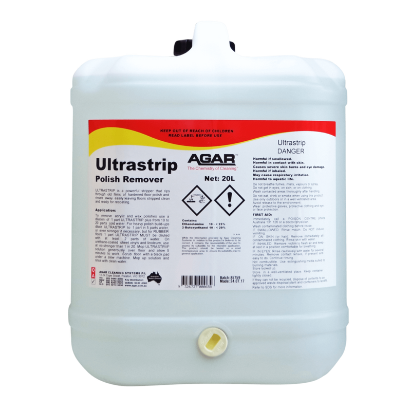 Large container of Ultrastrip Agar Polish Remover on a white background