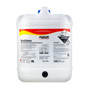 White container of VisChlor chlorinated foaming detergent with Agar branding on a white background