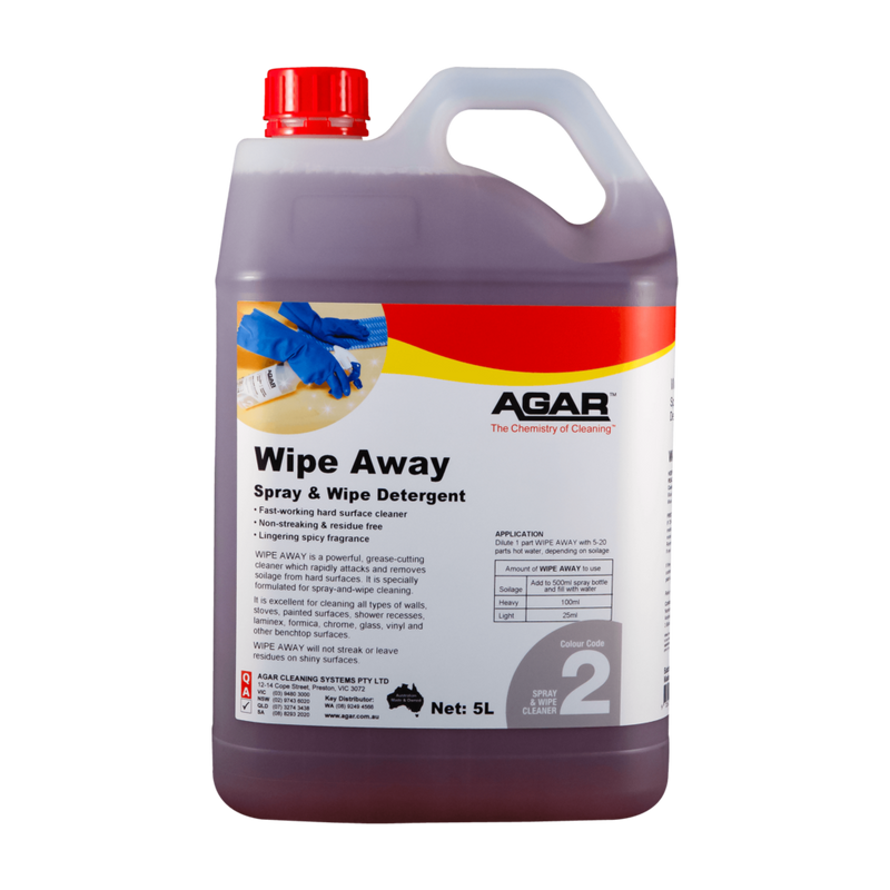 Agar Wipe Away spray and wipe detergent container on a white background
