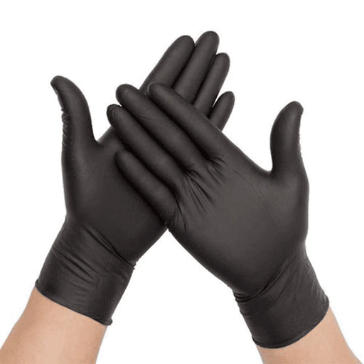Pair of black gloves on a white background