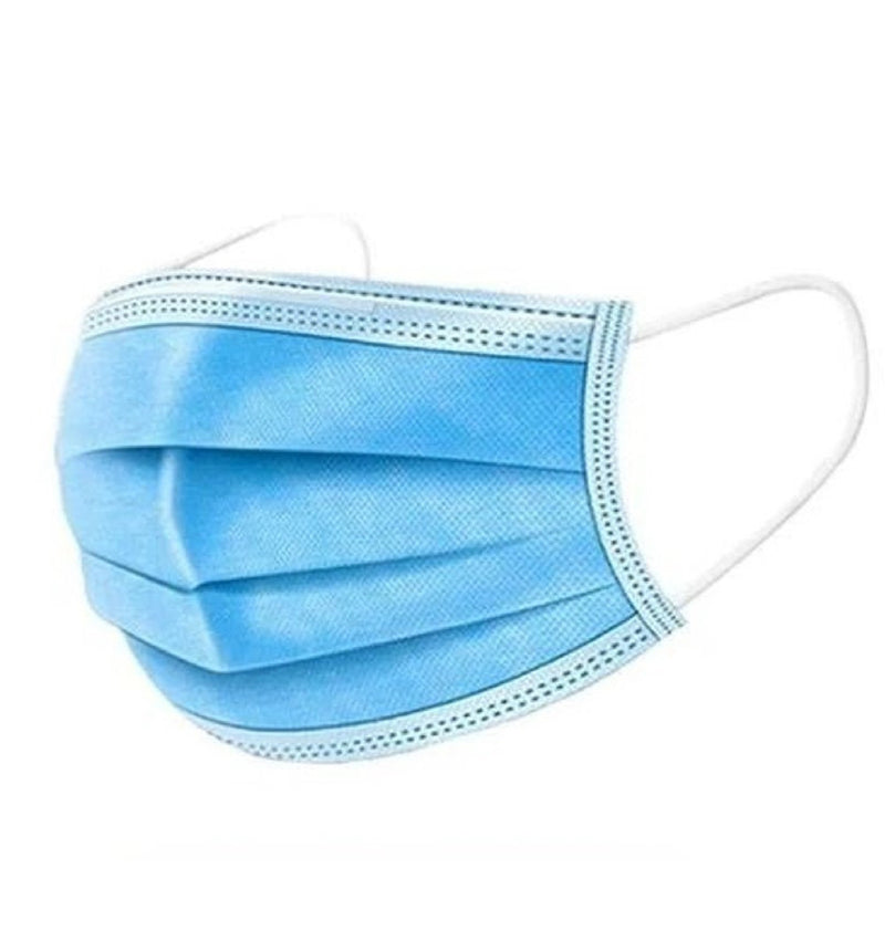 Blue surgical mask on a white background